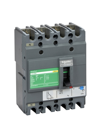 SCHNEIDER, 4 POLE, 25A  with TMD, EasyPact CVS 100 BS MCCB