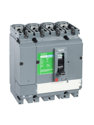 SCHNEIDER, 4 POLE, 630A, 36kA with TMD type trip unit, EayPact CVS MCCB