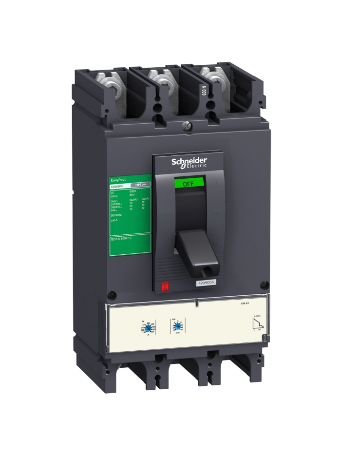SCHNEIDER, 3 POLE, 6.3A, 50kA with MAGNETIC trip unit MA type, EayPact CVS MCCB