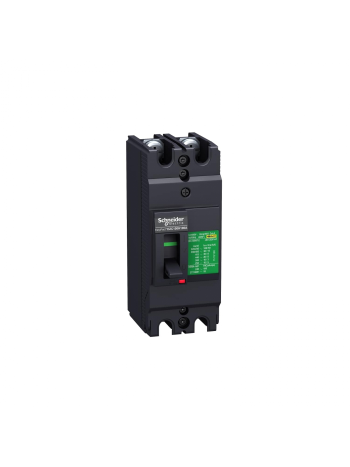 SCHNEIDER, 2 POLE, 25A, with Fixed Thermal Magnetic Trip Unit, EasyPact EZC MCCB