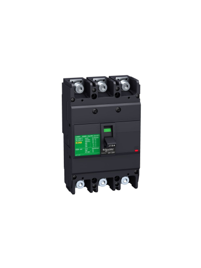 SCHNEIDER, 3 POLE, 250A, with Fixed Thermal Magnetic Trip Unit, EasyPact EZC MCCB
