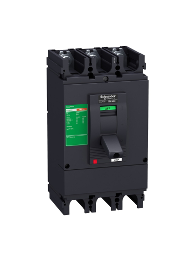 SCHNEIDER, 3 POLE, 500A, with Fixed Thermal Magnetic Trip Unit, EasyPact EZC MCCB