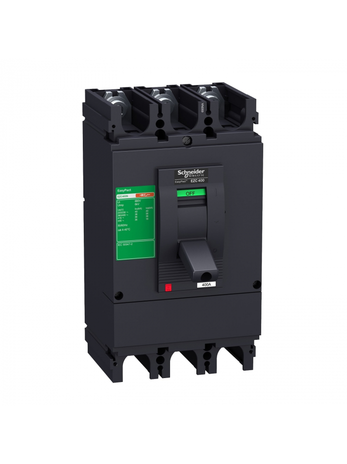 SCHNEIDER, 4 POLE, 500A, with Fixed Thermal Magnetic Trip Unit, EasyPact EZC MCCB