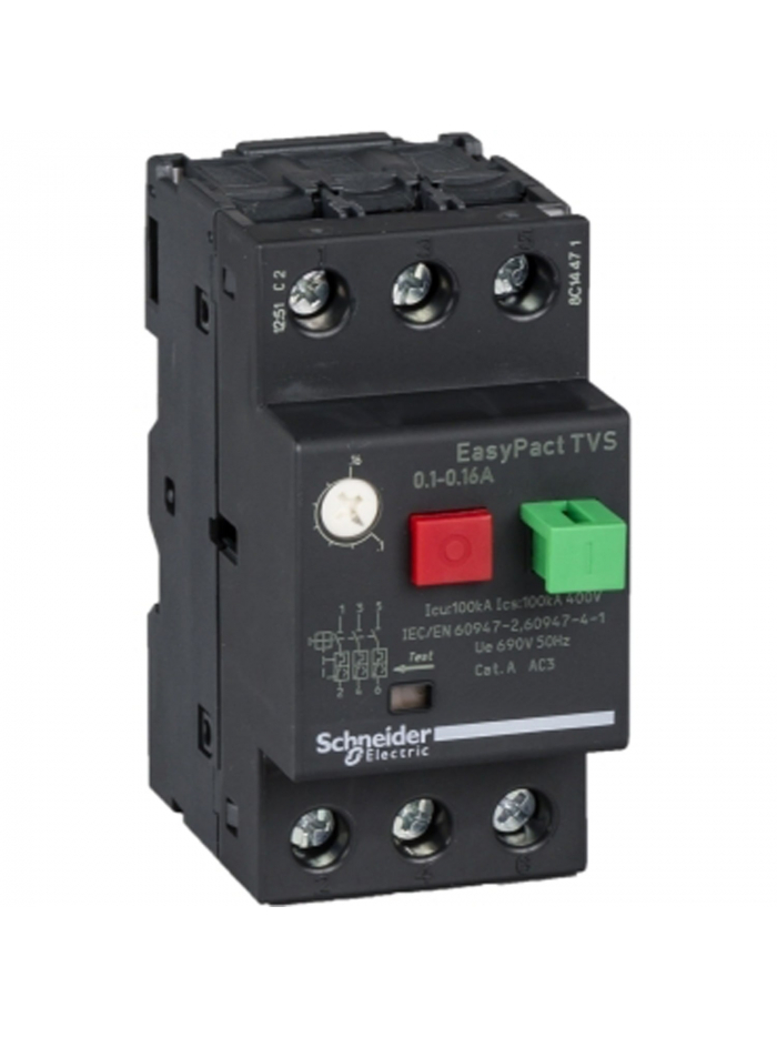 SCHNEIDER, 0.16A, GZ1-E  with Pushbutton control for ETVS CB for Motor Protection
