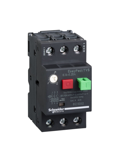 SCHNEIDER, 0.25A, GZ1-E with Pushbutton control for ETVS CB for Motor Protection