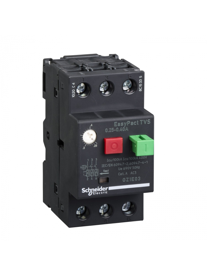SCHNEIDER, 0.40A, GZ1-E  with Pushbutton control for ETVS CB for Motor Protection
