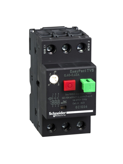 SCHNEIDER, 0.63A, GZ1-E  with Pushbutton control for ETVS CB for Motor Protection
