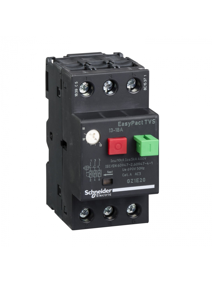 SCHNEIDER, 18A, GZ1-E  with Pushbutton control for ETVS CB for Motor Protection
