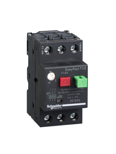 SCHNEIDER, 1.6A, GZ1-E  with Pushbutton control for ETVS CB for Motor Protection
