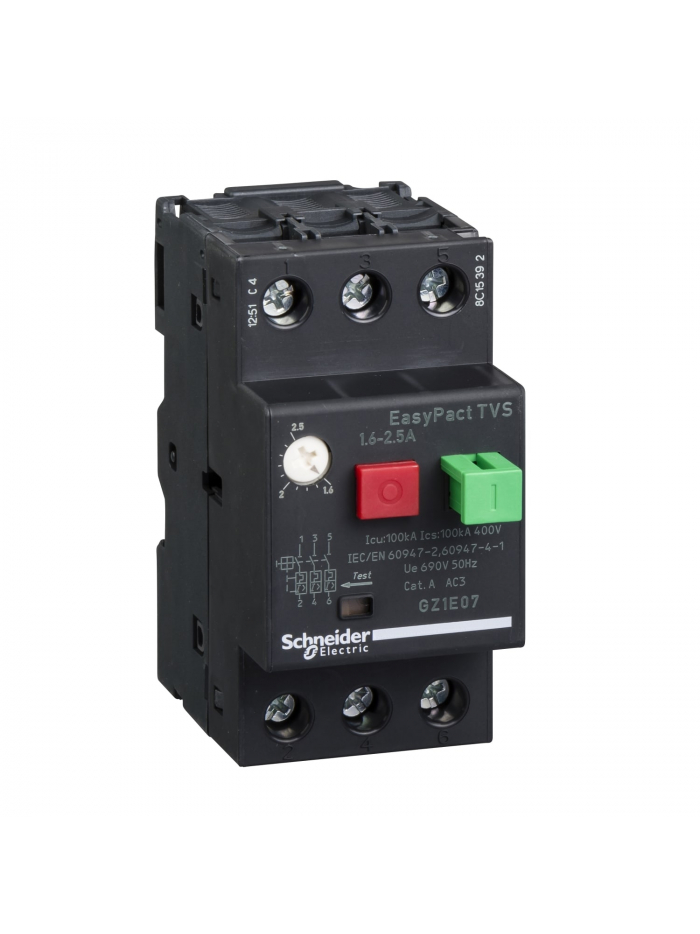 SCHNEIDER, 2.5A, GZ1-E with Pushbutton control for ETVS CB for Motor Protection 