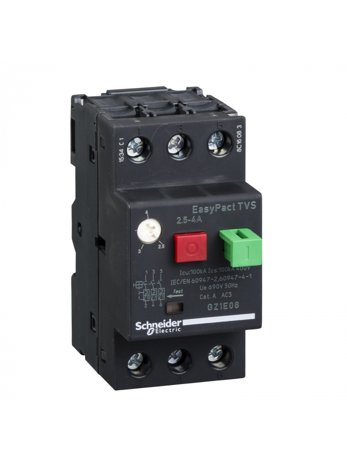 SCHNEIDER, 4A, GZ1-E  with Pushbutton control for ETVS CB for Motor Protection
