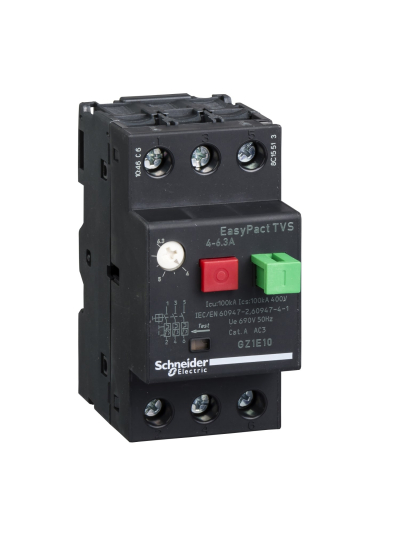 SCHNEIDER, 6.3A, GZ1-E  with Pushbutton control for ETVS CB for Motor Protection
