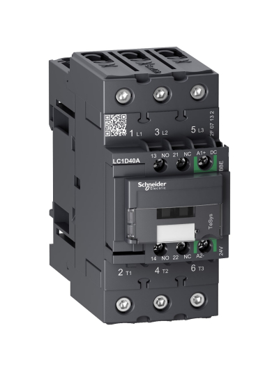 SCHNEIDER, 3 Pole, 40A, 48-130V AC/DC, TeSys D-model Power Contactor