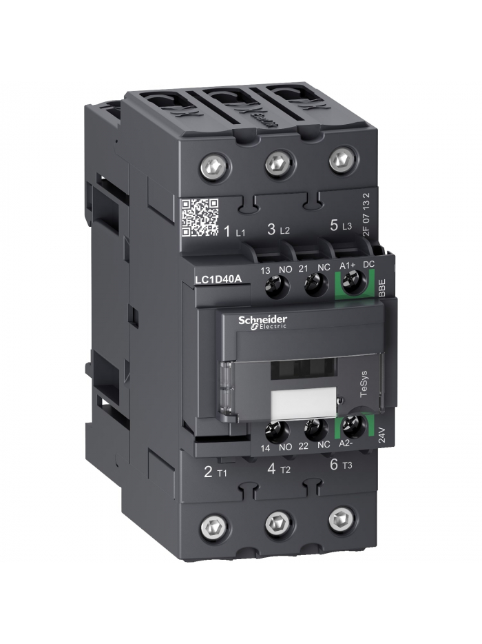SCHNEIDER, 3 Pole, 40A, 48-130V AC/DC, TeSys D-model Power Contactor