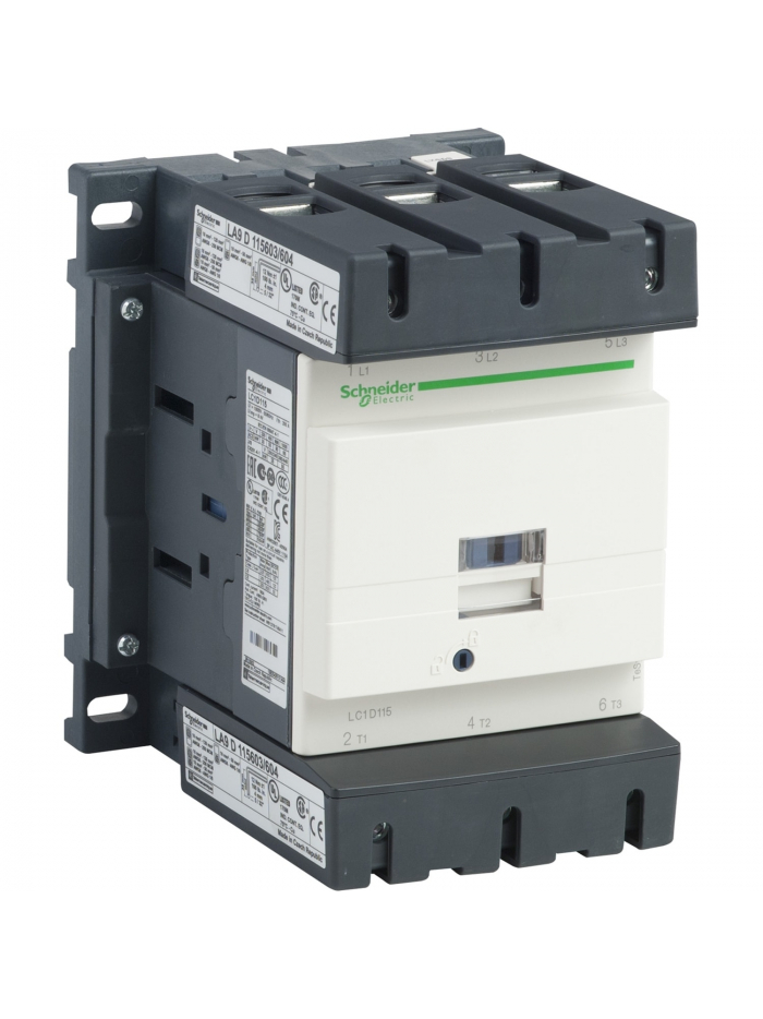 SCHNEIDER, 3 Pole, 115A, 220V DC, TeSys D-model Power Contactor