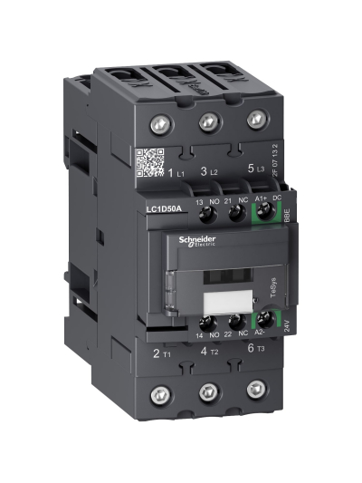 SCHNEIDER, 3 Pole, 50A, 48-130V AC/DC TeSys D-model Power Contactor