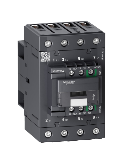 SCHNEIDER, 4 Pole, 24-60V AC/DC, TeSys D Model Power Contactor