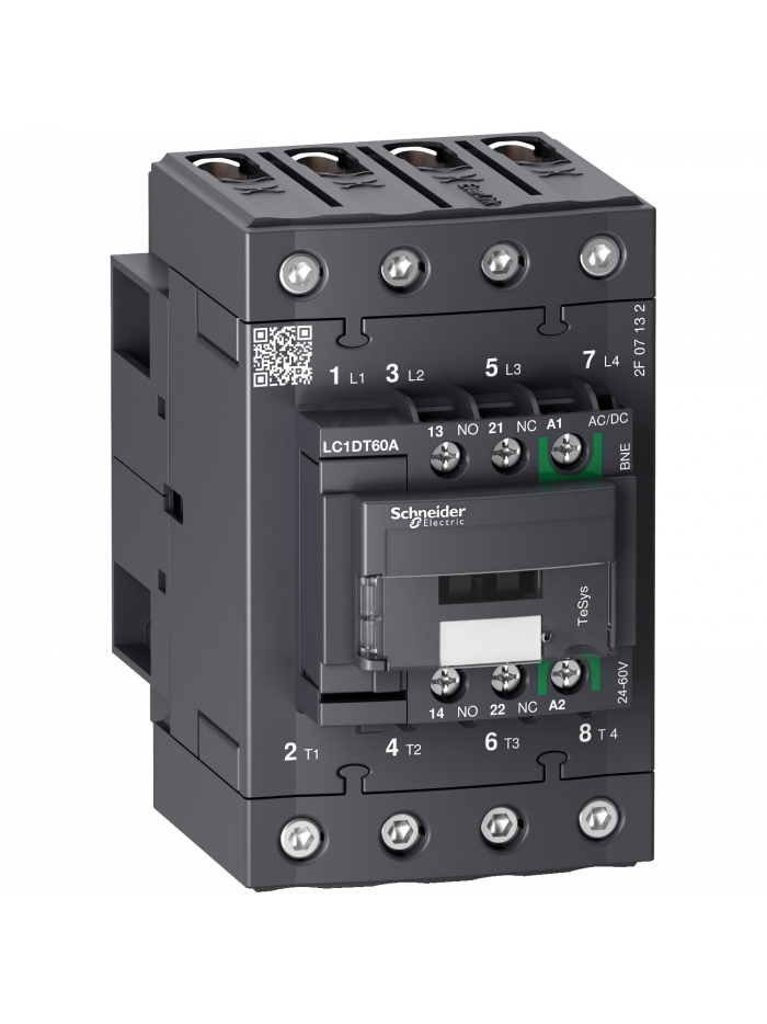 SCHNEIDER, 4 Pole, 24-60V AC/DC, TeSys D Model Power Contactor