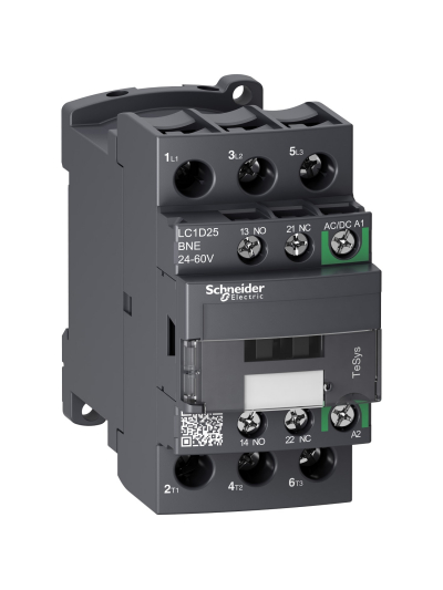 SCHNEIDER, 3 Pole, 25A, 24-60V AC/DC,  TeSys D-Green Power Contactor