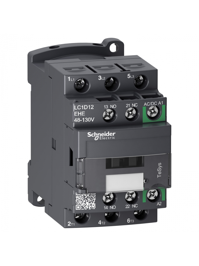 SCHNEIDER, 3 Pole, 12A, 48-130V AC/DC, TeSys D-Green Power Contactor