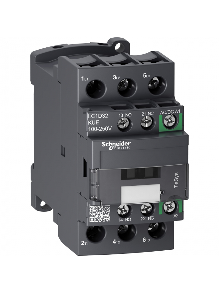 SCHNEIDER, 3 Pole, 32A, 100-250V AC/DC, TeSys D-Green Power Contactor