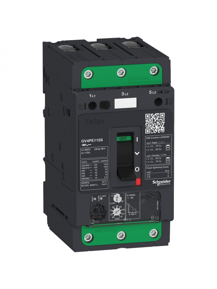 Schneider, 12.5A, 100kA, TeSys GV4PE CB for Motor Protection with Toggle Control