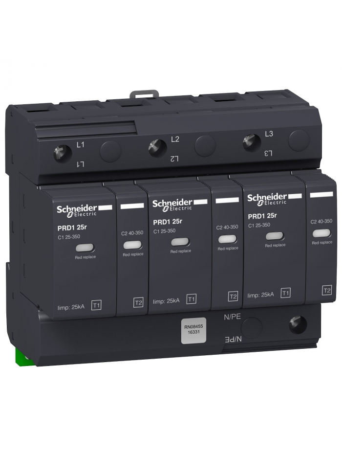 Schneider, 3P, 350V, PRD1 25r Modular Surge Arrester