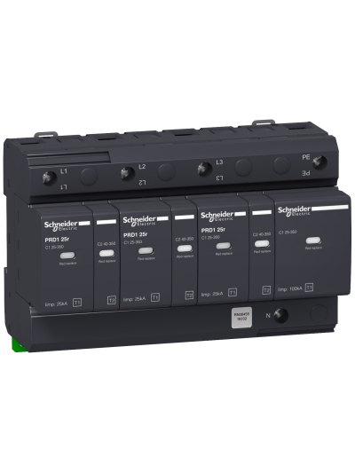 Schneider, 3PN, 350V, PRD1 25r Modular Surge Arrester
