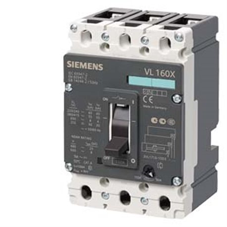SIEMENS, SENTRON 3VL 3 Pole 100A 55kA MCCB