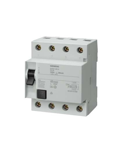 SIEMENS, 100A, 4 Pole, 100mA Betagard 5SM3, class AC RCCB