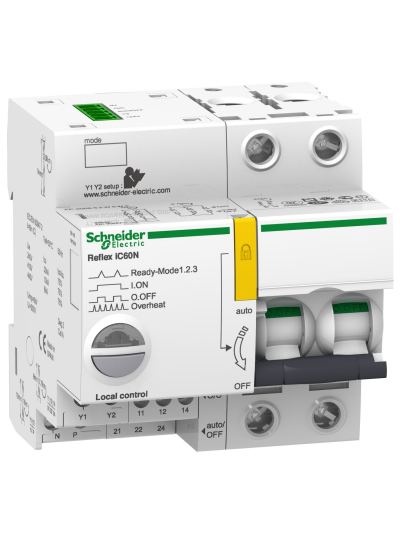 Schneider, 2 Pole, 25A, Reﬂex iC60 - Integrated Control & Overcurrent Protection Device
