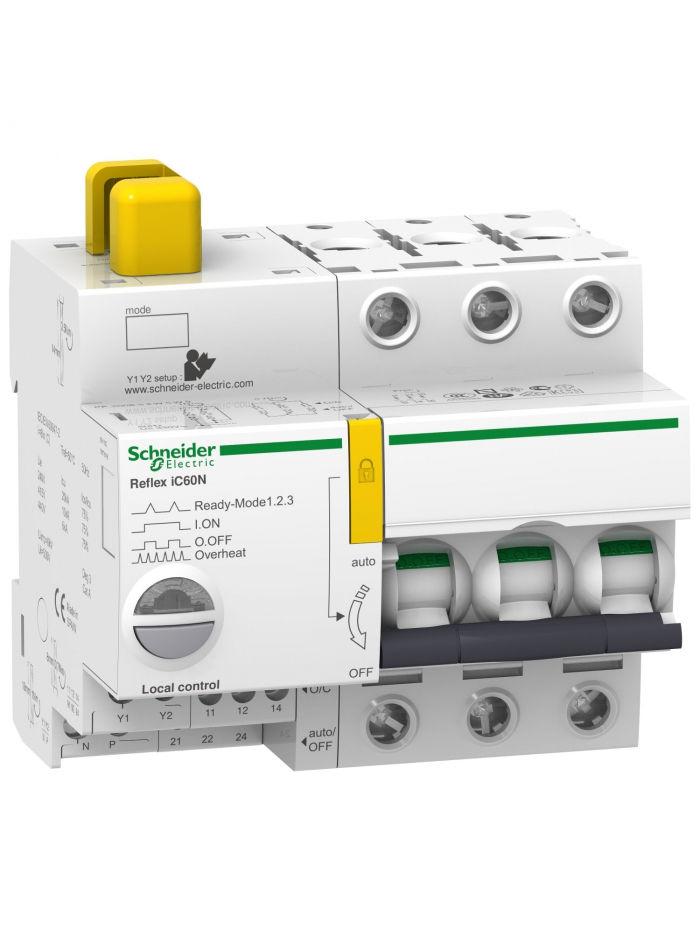 Schneider, 3 Pole, 25A, Reﬂex iC60 - Integrated Control & Overcurrent Protection Device
