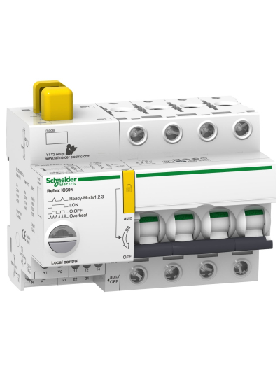 Schneider, 4 Pole, 10A, Reﬂex iC60 - Integrated Control & Overcurrent Protection Device
