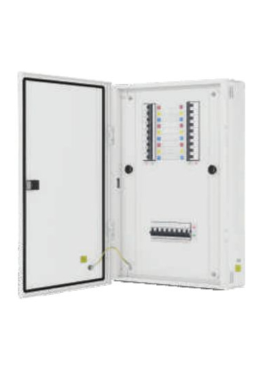 L&T, IP43-Metal Door, 16 way Vertical TPN DB with Modular Incomer