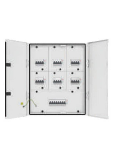 L&T, IP43-Metal Door, 6 way TPN Phase Segregated DB with Modular Incomer