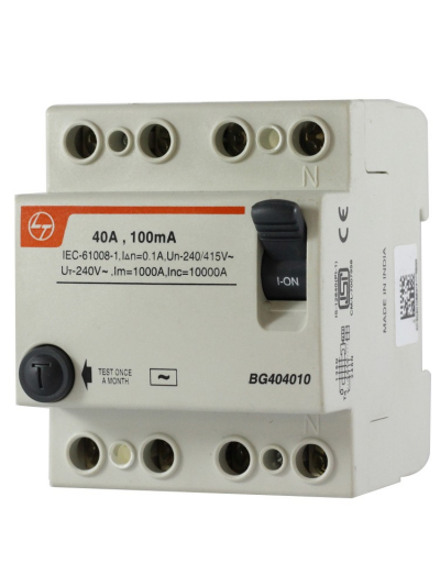 L&T, 40A, 4 Pole, RCCB