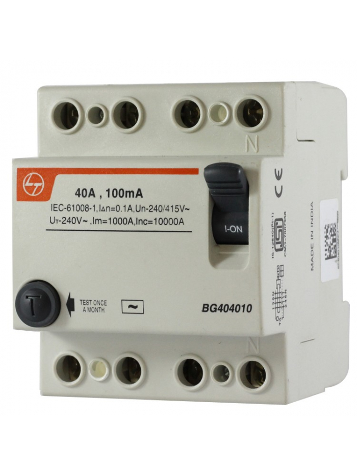 L&T, 40A, 4 Pole, RCCB