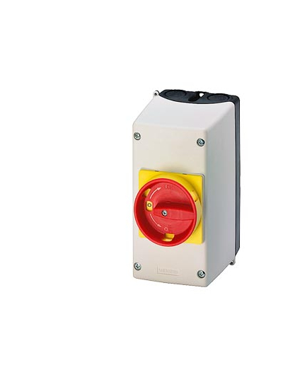 SIEMENS, 54mm, Enclosure With EMERGENCY STOP rotary operating mechanism, Lockable in 0 position for 3RV1 MPCB