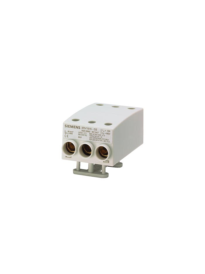 SIEMENS, 3 Phase infeed terminal, 2.5-25mm, Busbar accessories,Solid or stranded 0f Connection from bottom for 3RV1 MPCB