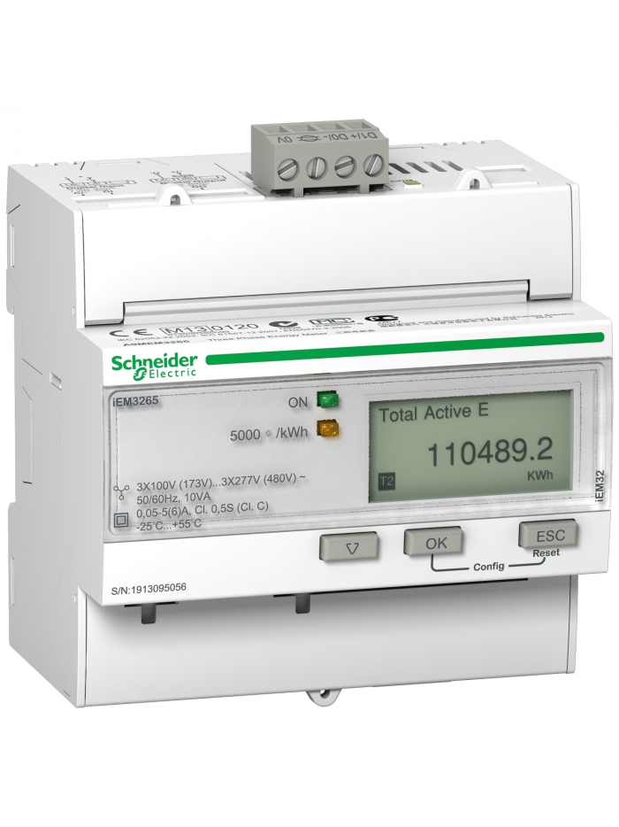 SCHNEIDER, Class 0.5s, upto 63A, iEM 3x65 DIN RAIL POWER METER