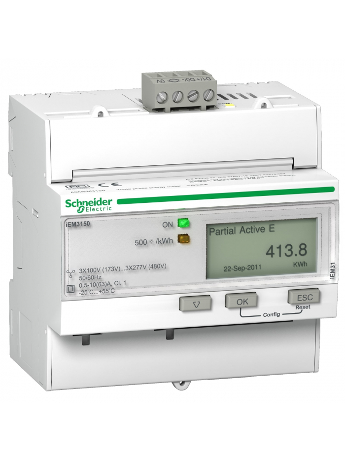 SCHNEIDER, Class 1, upto 63A, iEM 3x50 DIN RAIL POWER METER