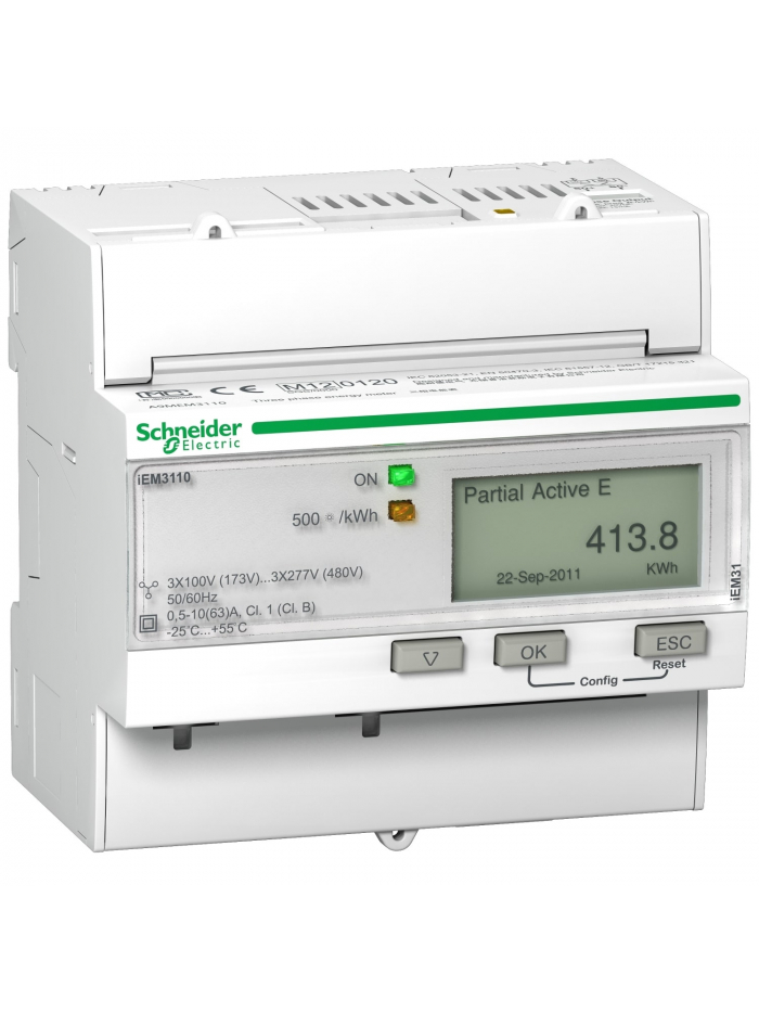 SCHNEIDER, Class 1, upto 63A, iEM 3x10 DIN RAIL POWER METER