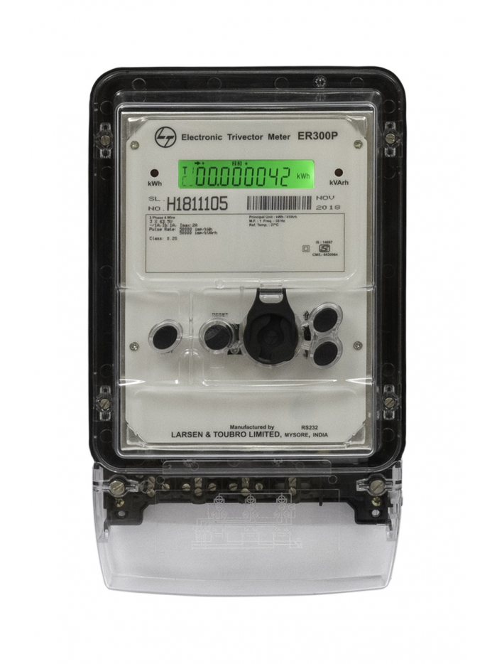 L&T, Model ER300P, 1A, 3 Phase 4 Wire, TRIVECTOR METER