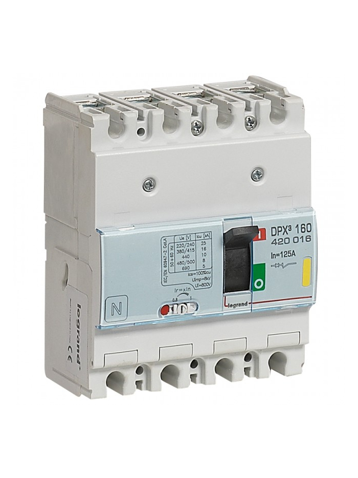 Legrand, 4 Pole, 125A, DPX³ 160 MCCB