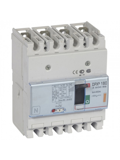 Legrand, 4 Pole, 40A, DPX³ 160 MCCB
