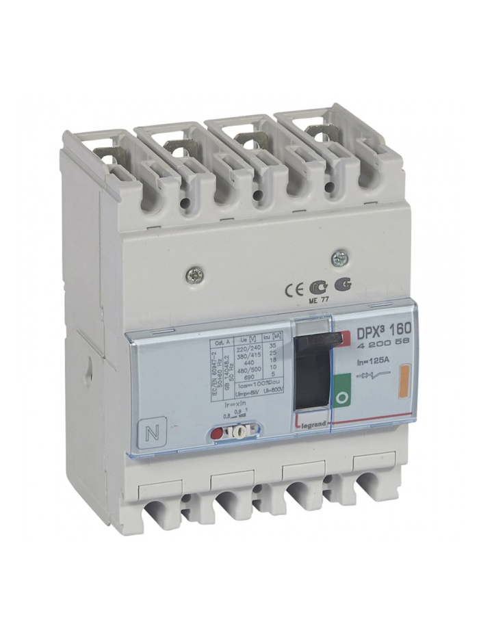 Legrand, 4 Pole, 125A, DPX³ 160 MCCB
