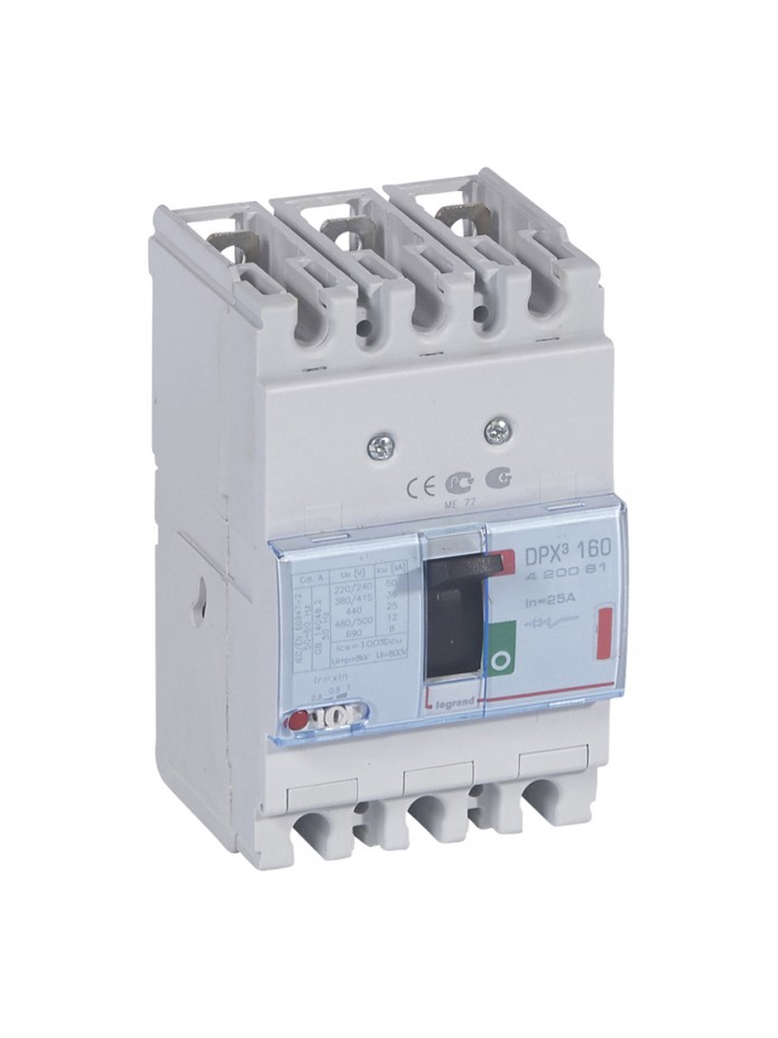 Legrand, 3 Pole, 25A, DPX³ 160 MCCB