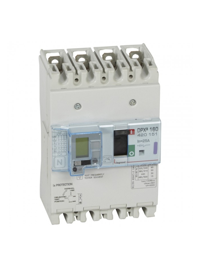 Legrand, 4 Pole, 25A, DPX³ 160 MCCB