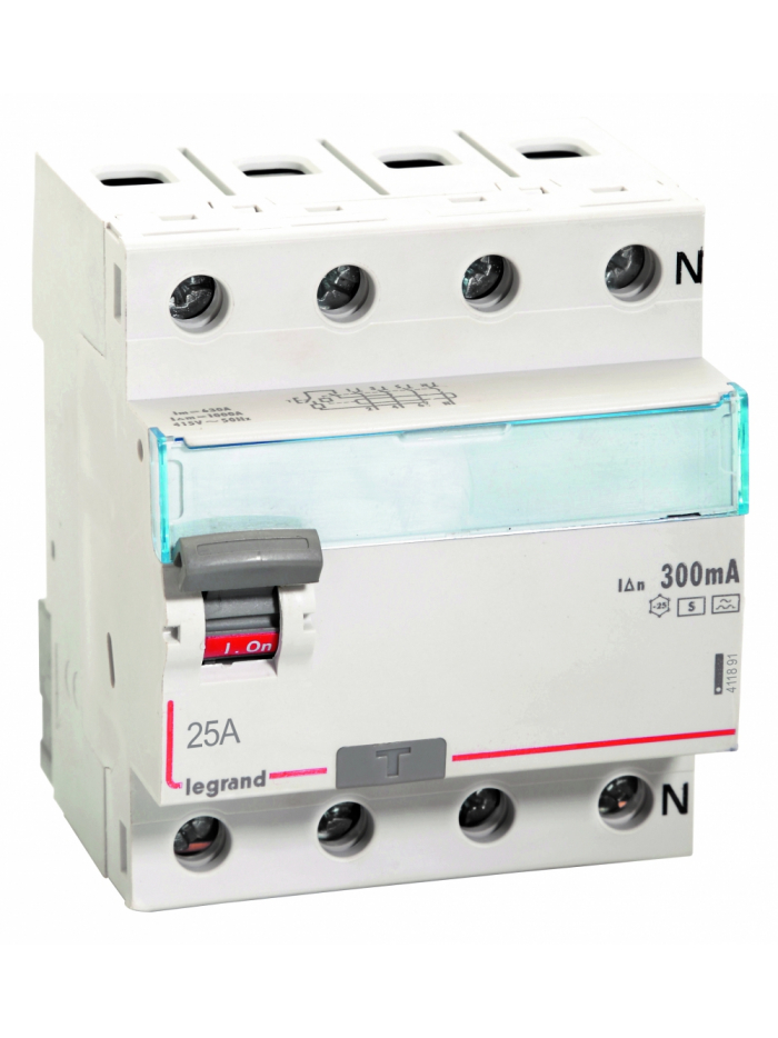 Legrand, 4 Pole, 25A, 300mA, A-S Type, DX³ RCCB