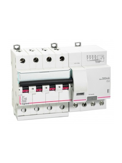 Legrand, 4 Pole, 16A, 300mA, AC Type, DX³ RCBO